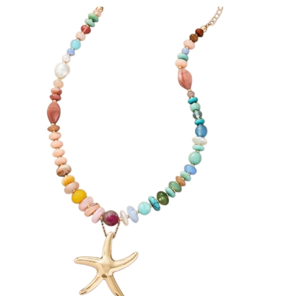 👉✨️House of Harlow 1960 Starfish glass beaded 18" Charm Necklace